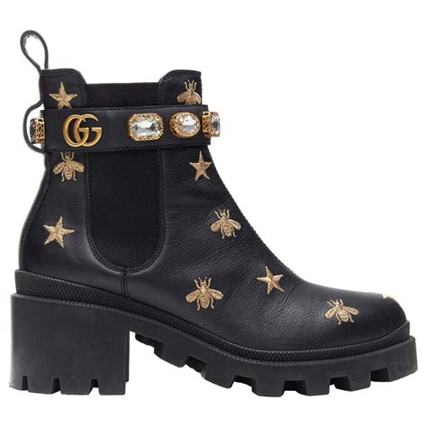 black gucci boots with bees|Gucci ace bee platform sneakers.